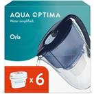 Oria Water Filter Jug 2.8L Capacity + 6 Months Filter Cartridges, Blue