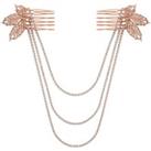 Rose Gold Feather Double Hair Comb - Gift Pouch