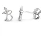 Winged Initial Earring Pair - Sterling Silver - B