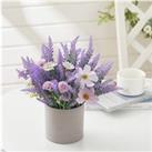 Artificial Lavender Potted Flower Rustic Wood Planter Tabletop Decor
