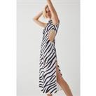 Beaded Zebra Sleeveless Cutout Midi Dress