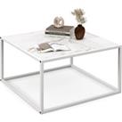 Modern Square Leisure Coffee Table Sofa Side End Table with Faux Marble Tabletop