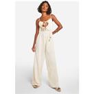 Tall Cheesecloth Strappy Belted Wide Leg Jumpsuit