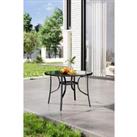 Round Steel Garden Dining Table with Parasol Hole