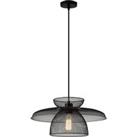 Black Pendant Ceiling Light with Metal Mesh Shade, Hanging Industrial Light