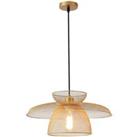 Gold Pendant Ceiling Light with Metal Mesh Shade, Hanging Industrial Light