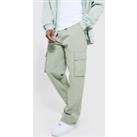 Elasticated Waist Parachute Straight Fit Cargo Trousers with Adjustable Hem