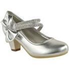 'Adla' Mid High Heel Court Shoes With Double Diamante Strap