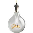 Vintage Text Clear B22 Filament "Gin" 40w Cool White Light Bulb