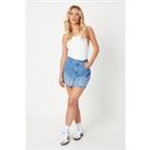 Petite Embroidered Hem Denim Mini Skirt