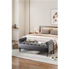 Tufted Flip Top Storage Bench with Side Arms Grey