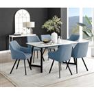 Carson White Marble Effect Dining Table & 6 Falun Black Leg Chairs