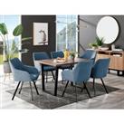 Kylo Large Brown Wood Effect Dining Table & 6 Falun Black Leg Fabric Chairs
