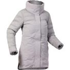 Refurbished Womens Long Warm Ski Jacket 500 - Light Grey - A Grade
