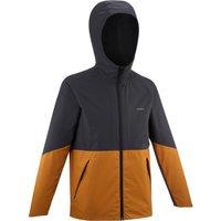 Kids Waterproof Hiking Jacket - MH500 Aged 7-15 - Grey And Ochre