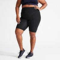 High-waisted Plus Size Fitness Cycling Shorts - Black