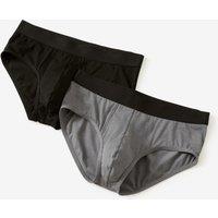 Men's Cotton-rich Fitness Briefs 500 (2-pack) - Black/grey
