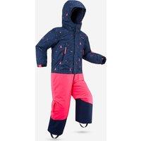 Kids Warm And Waterproof Ski Suit Pnf 500 - Pink And Blue