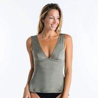 Tankini Swimsuit Top With V-neck And Removable Padded Cups Marine - Khaki