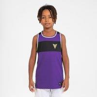 Kids' Reversible Sleeveless Basketball Jersey T500r - White/purple