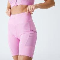 Women's Cardio Fitness Bike Shorts With Phone Pocket - Pink