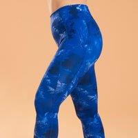 Women's Reversible Dynamic Yoga Leggings - Plain/blue Print