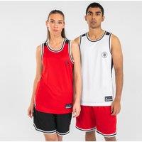 Men's/women's Reversible Sleeveless Basketball Jersey T500 - White/red