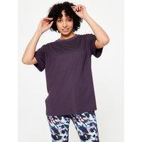 Women's Crew Neck Oversize T-shirt - Dark Aubergine