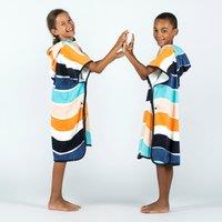 Kids Uk Surfing Poncho 110 To 135 cm - 500 Wavy - Orange Blue