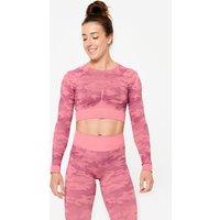 Women's Long-sleeved Crop Top T-shirt - Pink