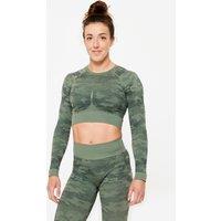 Women's Long-sleeved Crop Top T-shirt - Green