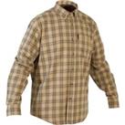 Men's Hunting Long-sleeved Breathable Cotton Shirt - 100 Checkered Beige.