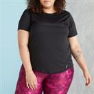 Women's Slim-fit Large Fitness Cardio T-shirt - Black