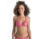 Women's Push-up Swimsuit Top With Fixed Padded Cups Elena - Ribbed Plain Pink