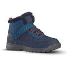 Kids Warm Waterproof Hiking Boots - Sh100 Hook And Loop Strap - Size 2434