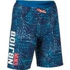 Boys Swimming Shorts 100 Long - All-over Palm Blue