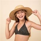 Girls Swimsuit Top With Collar 100 - Black