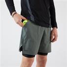 Men's Tennis 2-in-1 Shorts And Undershorts Thermic - Grey/khaki/black