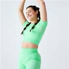 Seamless Short-sleeved Cropped Fitness T-shirt - Green