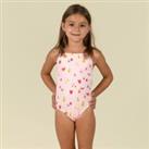Baby Girls' One-piece Swimsuit Pink With Fruit Print