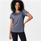 Women's Short-sleeved Cardio Fitness T-shirt - Mottled Grey