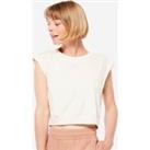 Loose Cropped Yoga T-shirt - Beige