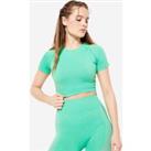 Seamless Short-sleeved Cropped Fitness T-shirt - Green