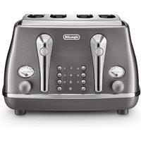 De'Longhi Icona Metallics 4 slice Metallic Grey Toaster - Grey