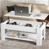 Coffee Table with Storage  Lift Up Living Room Table  White