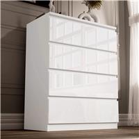 High Gloss 4 Drawer Chest of Drawers  Bedroom Drawers  White