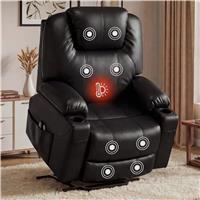 Electric Riser Recliner Chair For Elderly with Heat & Massage  Black