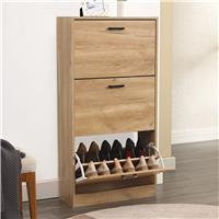 3 Drawer Slim Shoe Cabinet For Hallway  Tall Shoe Storage  Pine