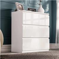 High Gloss 3 Drawer Chest  Small Chest of Drawers  White