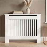 Chelsea White Radiator Cover, Vertical Wooden Slats  Medium
